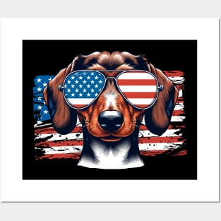 Dachshund Patriotic Sunglasses American Flag 4th of July Posters and Art